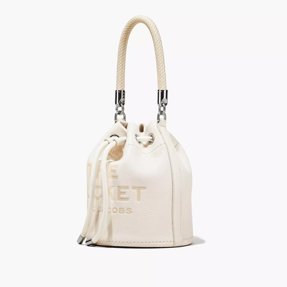 СУМКА -МЕШОК MARC JACOBS THE LEATHER MINI BUCKET BAG COTTON SILVER