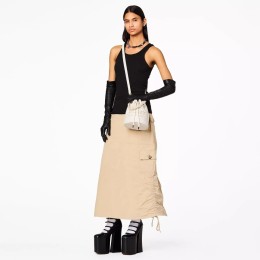 СУМКА -МЕШОК MARC JACOBS THE LEATHER MINI BUCKET BAG COTTON SILVER