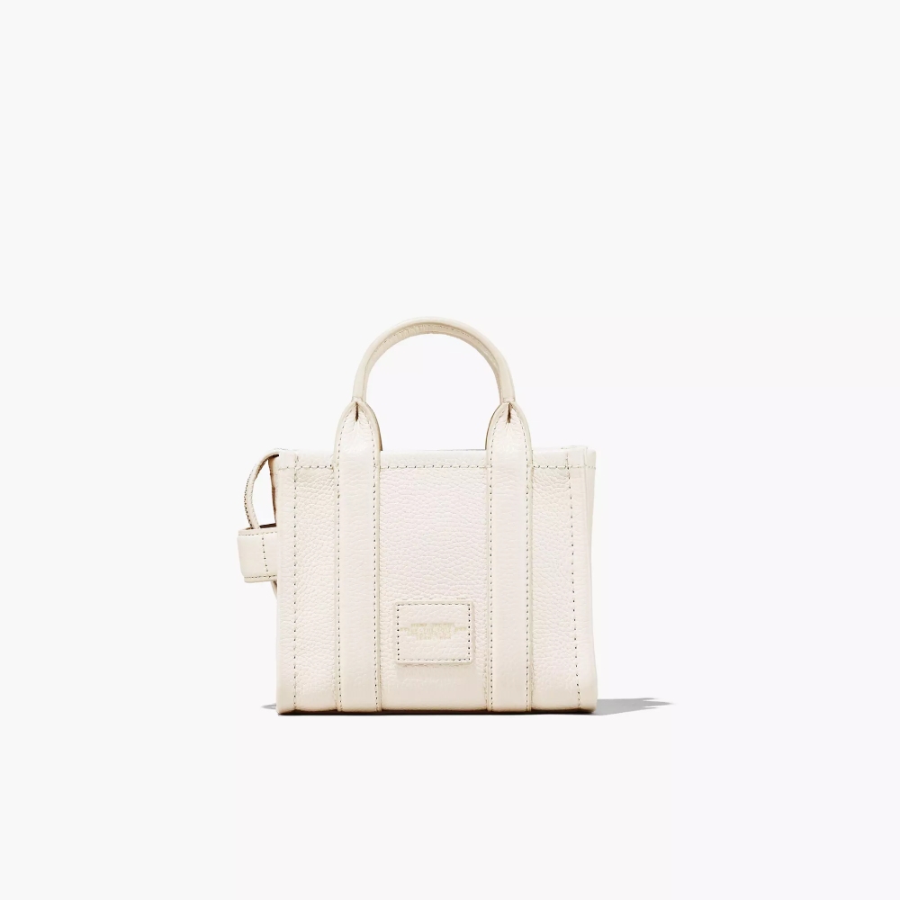 СУМКА MARC JACOBS THE LEATHER MINI TOTE BAG COTTON/SILVER