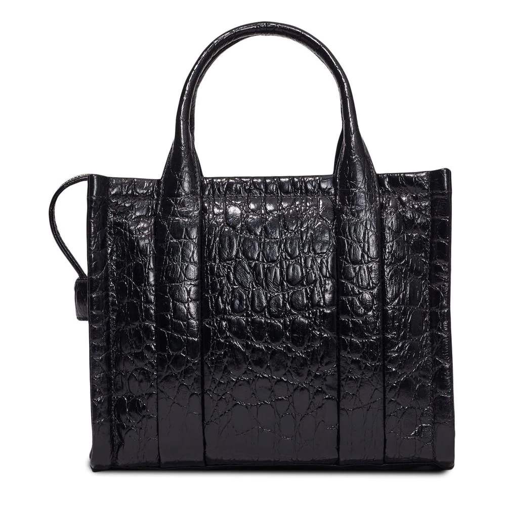 СУМКА MARC JACOBS THE MEDIUM CROC-EMBOSSED TOTE BAG BLACK