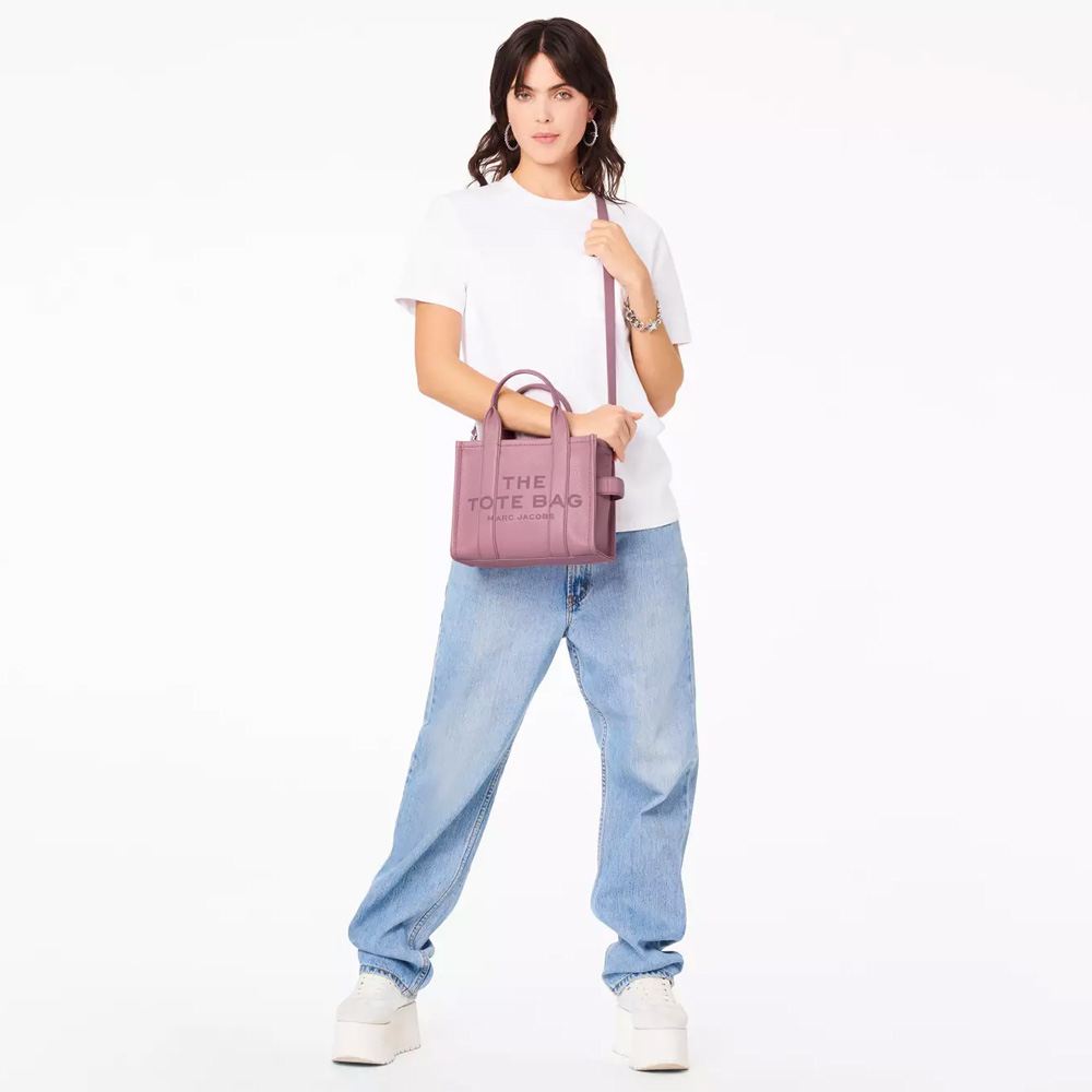 СУМКА MARC JACOBS THE LEATHER SMALL TOTE BAG ORCHID HAZE